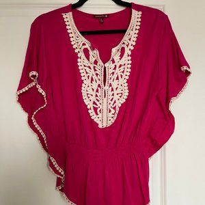 Embroidered Bright Pink Top